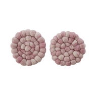 Detailed information about the product Adairs New Zealand Wool Berry Space Dyed Coasters Pack of 2 - Pink (Pink Pack of 2)