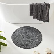 Detailed information about the product Adairs Nicola Coal Combed Cotton Circle Bath Mat - Grey (Grey Bath Mat)