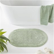 Detailed information about the product Adairs Green Bath Mat Nicola Eucalyptus Combed Cotton Oval Bath Mat Green