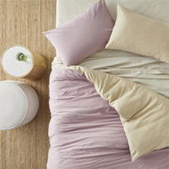 Detailed information about the product Adairs Natural Super King Olsen Linen Cotton Natural & Mauve Quilt Cover Set