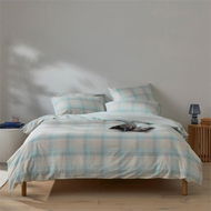 Detailed information about the product Adairs Green Queen Opal Check Mint Blue Quilt Cover Set