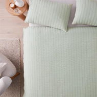 Detailed information about the product Adairs Paige Seafoam Seersucker Quilt Cover Set - Green (Green King)