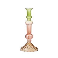 Detailed information about the product Adairs Palma Amber, Pink & Green Ombre Medium Candle Holder (Amber Candle Holder)