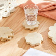 Detailed information about the product Adairs Natural Pack of 4 Pansy Tan Coasters Pack