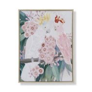 Detailed information about the product Adairs Pink Wall Art Paradise Cockatoo Friends Canvas Pink