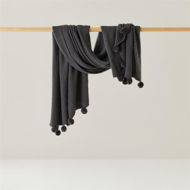 Detailed information about the product Adairs Black Throw Pom Pom Coal Throw Black
