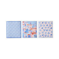 Detailed information about the product Adairs Blue Pack of 3 Printed La Dolce Vita Dishcloth Pack