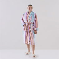 Detailed information about the product Adairs Printed Ultra Soft Neapolitan Multi Stripe Robe - Pink (Pink Bathrobe)