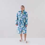 Detailed information about the product Adairs Printed Ultra Soft Zinnia Jade Multi Floral Robe - Blue (Blue Bathrobe)