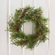 Detailed information about the product Adairs Red Wreath Red Berry & Pine Red & White