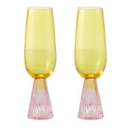 Detailed information about the product Adairs Yellow 2 Pack Retro & Pink Champagne Flute