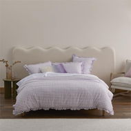 Detailed information about the product Adairs Ruffle Lilac Gingham Quilt Cover Set - Purple (Purple Single)