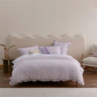 Detailed information about the product Adairs Ruffle Lilac Gingham Quilt Cover Set - Purple (Purple Super King)