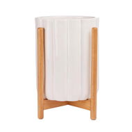 Detailed information about the product Adairs Ryle White & Natural Scalloped Plant Stand (White Plant Stand)