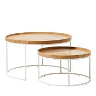 Detailed information about the product Adairs Salvador White & Natural Nesting Coffee Table (White Coffee Table)