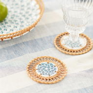 Detailed information about the product Adairs Blue Santorini Blue & Natural Pack of 2 Coasters