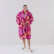 Detailed information about the product Adairs Sherpa Printed Berry Floral Hooded Bathrobe - Pink (Pink Bathrobe)