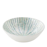 Detailed information about the product Adairs Blue Bowl Sicily Capiz Teal Stripe Bowl Blue