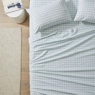 Detailed information about the product Adairs Blue Double Sky Blue Grid Printed Percale Sheet Set