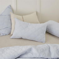 Detailed information about the product Adairs Blue Standard Pillowcase Pair Smith Quilted Blue Chambray Pillowcases