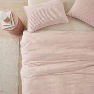 Detailed information about the product Adairs Soft Pink Fur Ribbed Quilt Cover Set (Pink King)