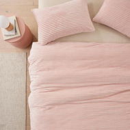 Detailed information about the product Adairs Soft Pink Fur Ribbed Quilt Cover Set (Pink Super King)
