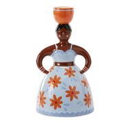 Detailed information about the product Adairs Blue Candle Holder Spanish Lady Daisy Candleholder