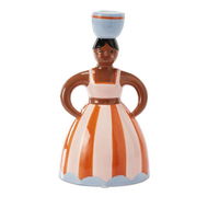 Detailed information about the product Adairs Pink Candle Holder Spanish Lady Orange & Pink Stripe Candleholder