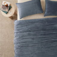 Detailed information about the product Adairs Steel Blue Fur Ribbed Quilt Cover Set (Blue King)