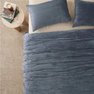 Detailed information about the product Adairs Steel Blue Fur Ribbed Quilt Cover Set (Blue Single)
