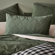 Detailed information about the product Adairs Green Basil Stonewashed Cotton Quilted Standard Pillowcase Pair