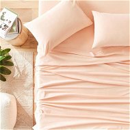 Detailed information about the product Adairs Pale Peach Pink Double Stonewashed Cotton Bedlinen Fitted Sheet