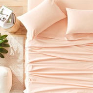 Detailed information about the product Adairs Pink Stonewashed Cotton Pale Peach King Flat Sheet