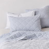 Detailed information about the product Adairs Blue European Pillowcase Each Stonewashed Cotton Blue Stripe Quilted Pillowcase