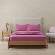 Detailed information about the product Adairs Stonewashed Cotton Boysenberry Sheet Set - Pink (Pink Single)