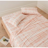 Detailed information about the product Adairs Stonewashed Cotton Peach Tie Dye Flat Sheet - Pink (Pink Single)