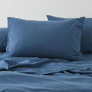 Detailed information about the product Adairs Stonewashed Cotton Petrol Blue Pillowcases (Blue Queen Pillowcase Pair)