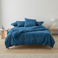 Detailed information about the product Adairs Stonewashed Cotton Petrol Blue Quilt Cover (Blue Single)