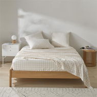 Detailed information about the product Adairs Sand Natural Stonewashed Cotton Printed Gingham Flat Sheet Queen Size