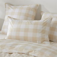 Detailed information about the product Adairs Natural Standard Pillowcase Pair Stonewashed Cotton Printed Sand Gingham Pillowcase Natural