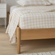 Detailed information about the product Adairs Natural Stonewashed Cotton Printed Sand Gingham Double Sheet Set