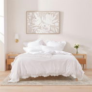 Detailed information about the product Adairs White Queen Stonewashed Cotton Ruffle White Quilt Cover