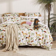 Detailed information about the product Adairs Summertime Dachshund Green Quilt Cover Set (Green Single)