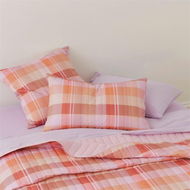 Detailed information about the product Adairs Sunset Check Quilted Pillowcase - Orange (Orange European Pillowcase Each)