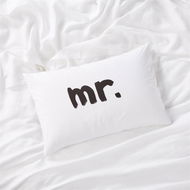 Detailed information about the product Adairs White Standard Pillowcase Each Text Std P/Case Mr ea.