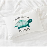 Detailed information about the product Adairs White Standard Turtley Awesome Text Pillowcase Each