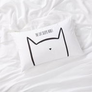 Detailed information about the product Adairs White Standard Pillowcase Each The Cat Sleeps Here Text Pillowcase White