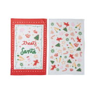 Detailed information about the product Adairs Treats For Santa Christmas Tea Towels 2 Pack - Red (Red Tea Towels 2 Pack)