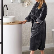 Detailed information about the product Adairs Black Bathrobe Ultra Soft Bathrobe Charcoal