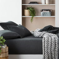 Detailed information about the product Adairs Black King Ultra Soft Fitted Sheet Black Marble